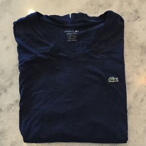 Lacoste Men's Deep Blue V-Neck Tee